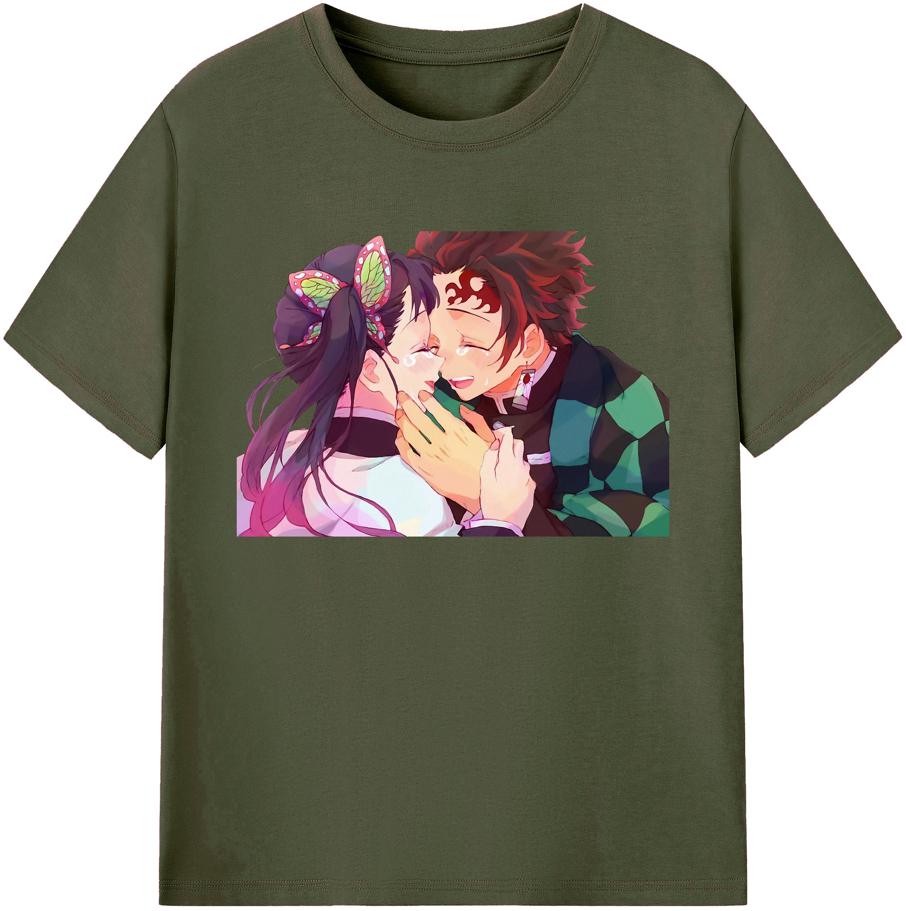 （画像用） 鬼滅の刃 竈門 炭治郎／かまど たんじろう Kamado Tanjirou 綿100％ メンズ半袖Tシャツ｜肌触りやわらか＆通気性